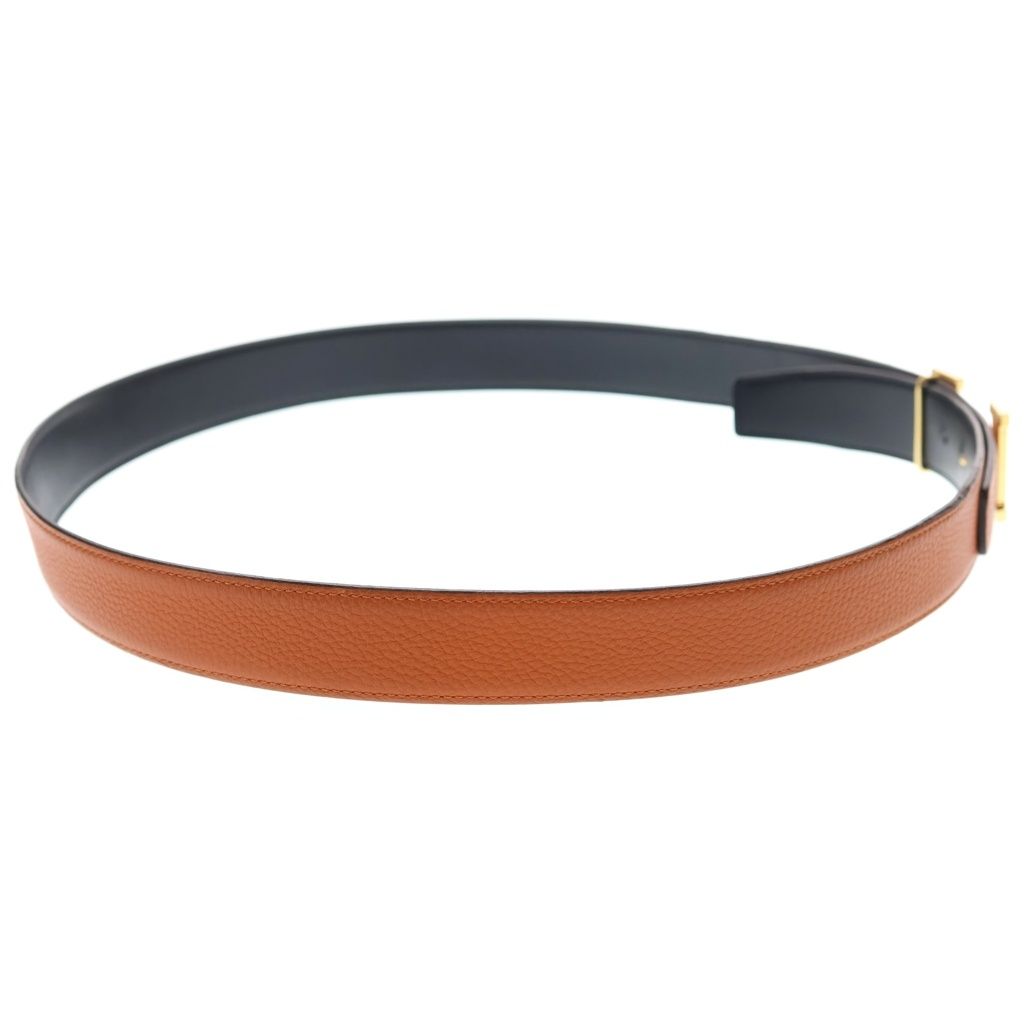 Hermes Buckle Constance Gold Reversible Leather Belt Orange Black — view 3