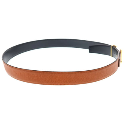 Hermes Buckle Constance Gold Reversible Leather Belt Orange Black — view 3
