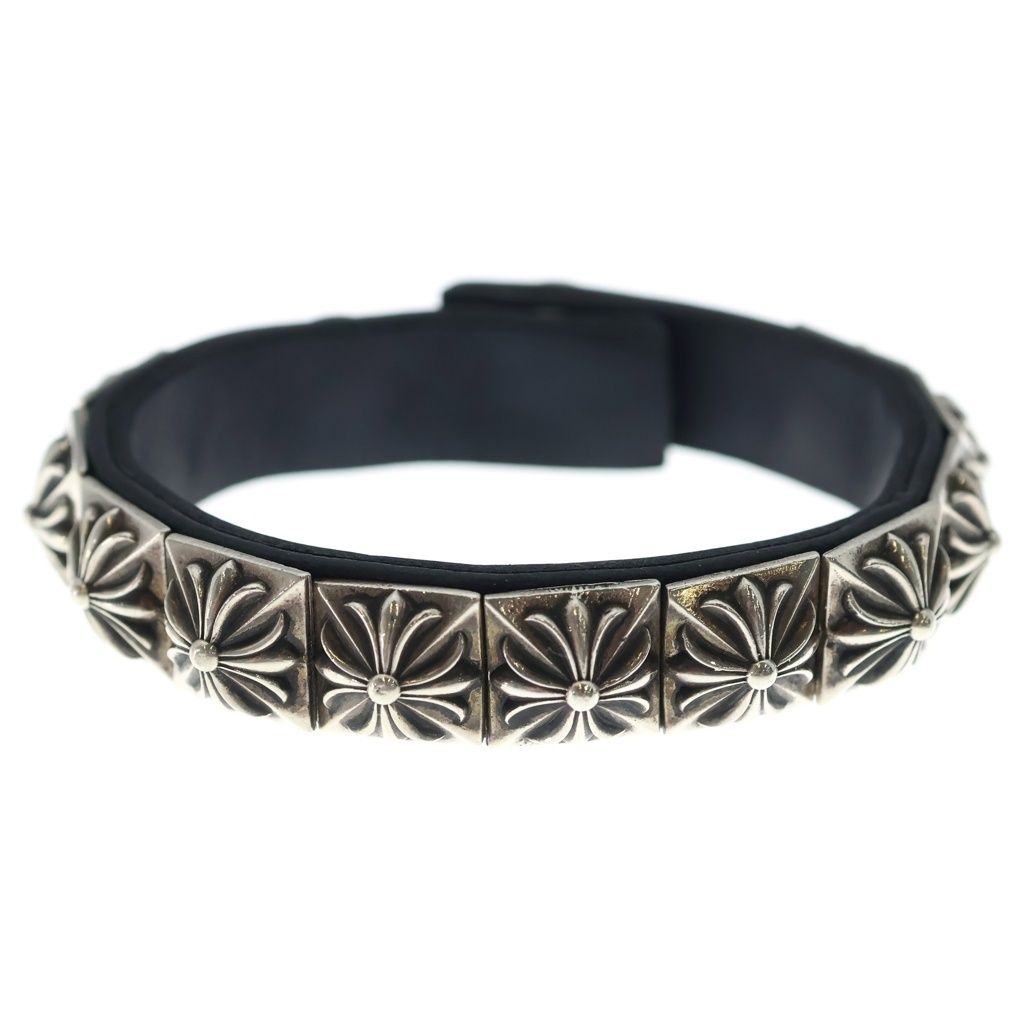 Chrome Hearts Zero Stud Sngl Row Pyramid Studs Single Leather Bracelet Silver — view 4