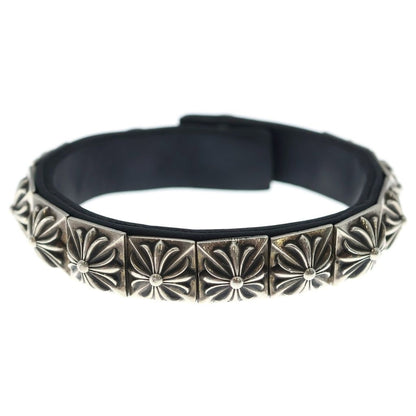 Chrome Hearts Zero Stud Sngl Row Pyramid Studs Single Leather Bracelet Silver — view 4