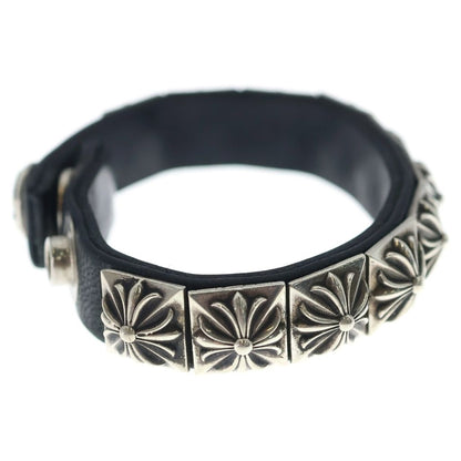 Chrome Hearts Zero Stud Sngl Row Pyramid Studs Single Leather Bracelet Silver — view 3