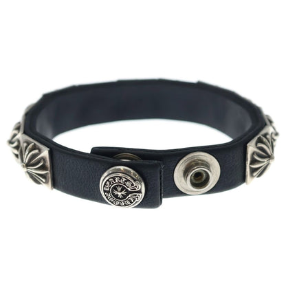 Chrome Hearts Zero Stud Sngl Row Pyramid Studs Single Leather Bracelet Silver — view 2