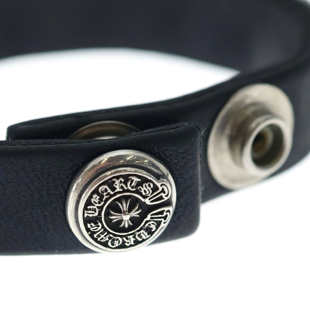 Chrome Hearts Zero Stud Sngl Row Pyramid Studs Single Leather Bracelet Silver — view 5