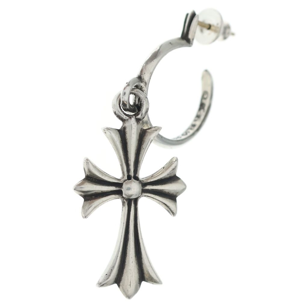 Chrome Hearts Tiny CH Cross Hoop Earrings Silver