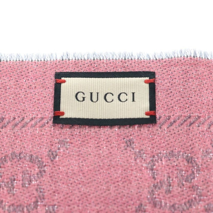 Gucci GG U-le Logo Printed Fringe Scarf Shawl Pink — view 3