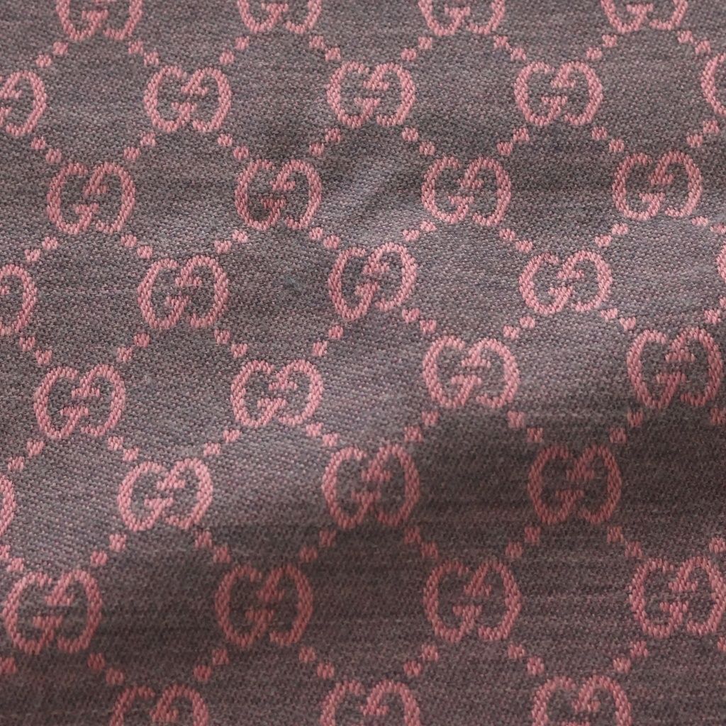 Gucci GG U-le Logo Printed Fringe Scarf Shawl Pink — view 2