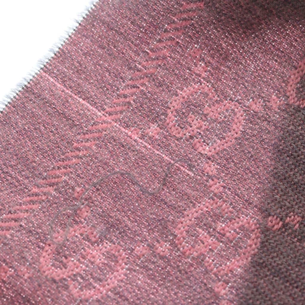 Gucci GG U-le Logo Printed Fringe Scarf Shawl Pink — view 5