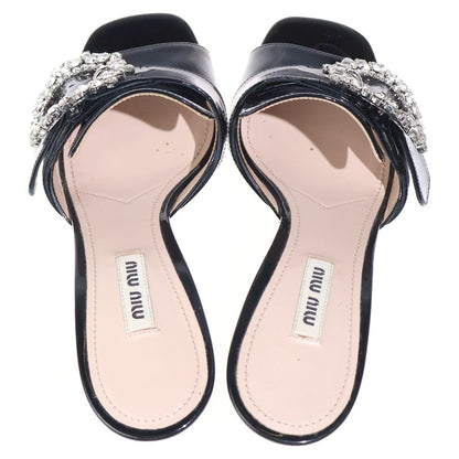 Miu Miu Patent Rhinestone Leather Mules — view 4