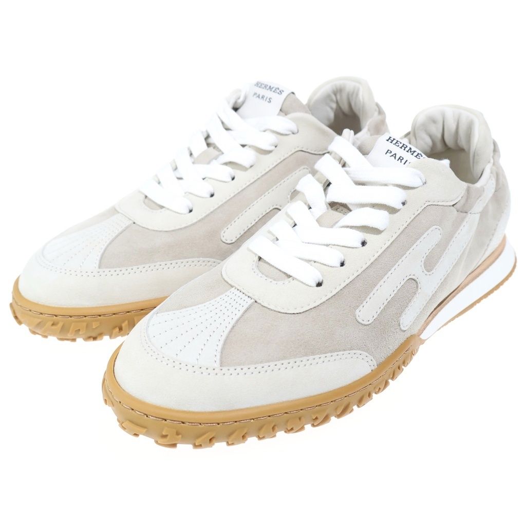 Hermes Jet Sneakers Beige Ivory Shoes — view 2