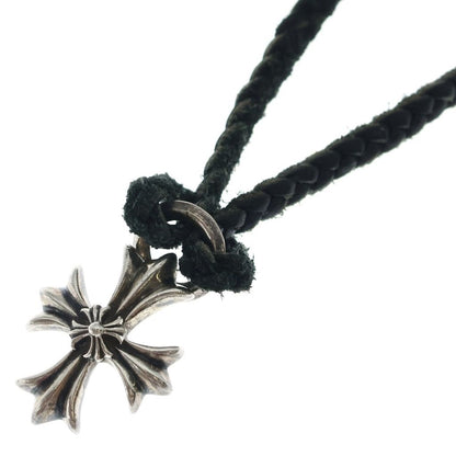 Chrome Hearts Dbl CH Prs Double CH Plus Pendant Leather Braid Silver