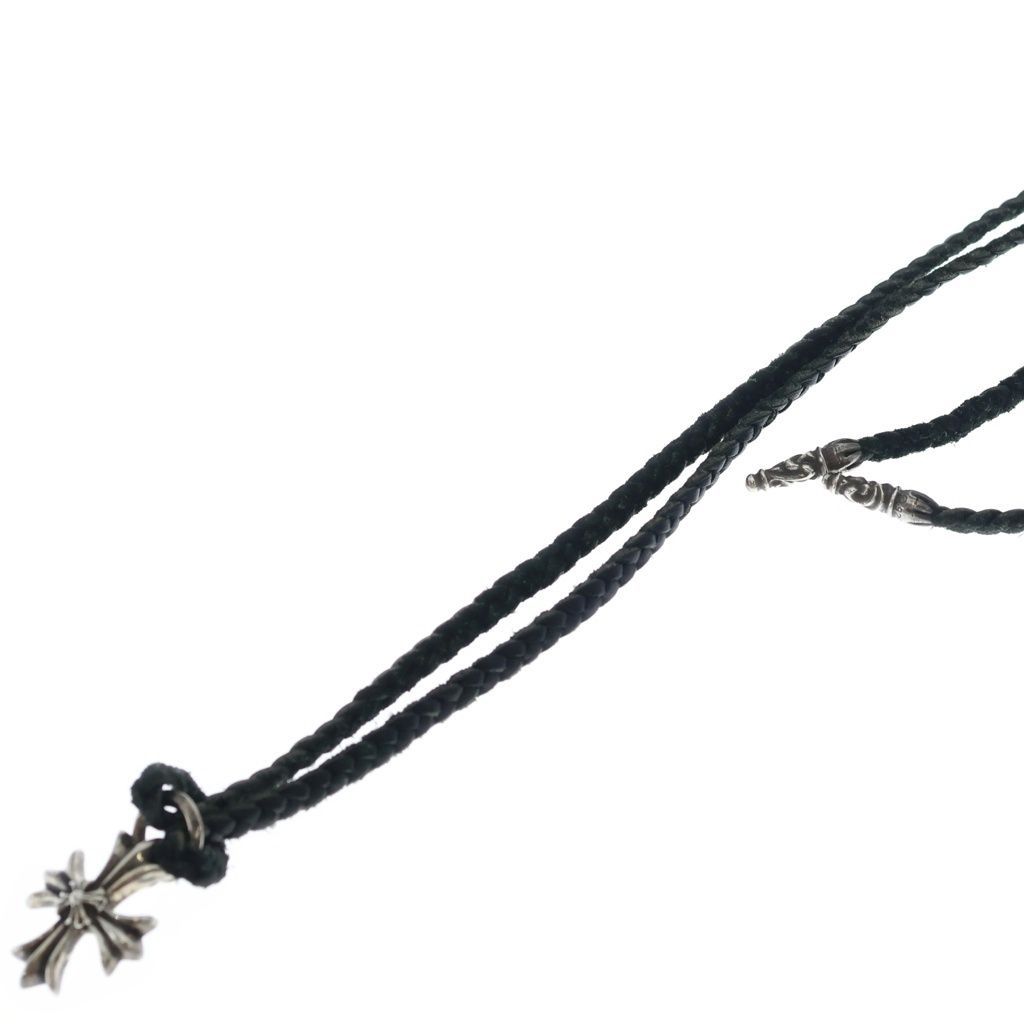Chrome Hearts Dbl CH Prs Double CH Plus Pendant Leather Braid Silver — view 2