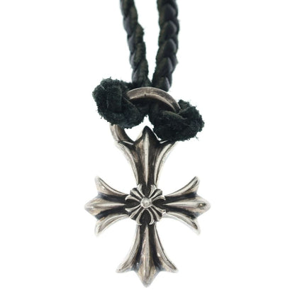 Chrome Hearts Dbl CH Prs Double CH Plus Pendant Leather Braid Silver — view 3