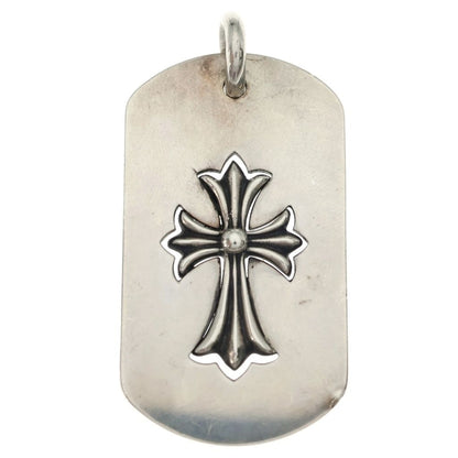 Chrome Hearts D Tag Lrg Tny Crs Cutout Tiny CH Cross Large Dog Tag Pendant