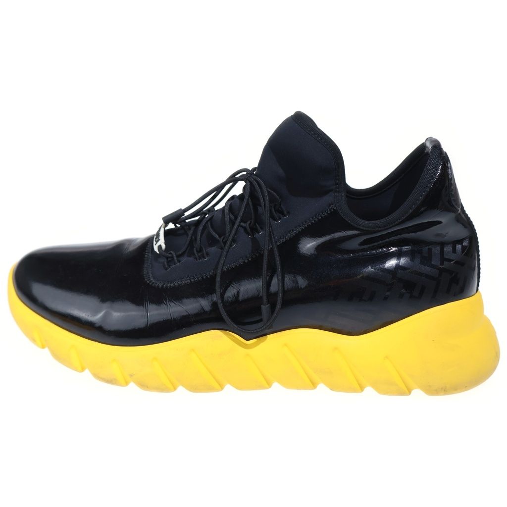 Fendi Shade Effect FF Logo Low Cut Sneakers Black Yellow