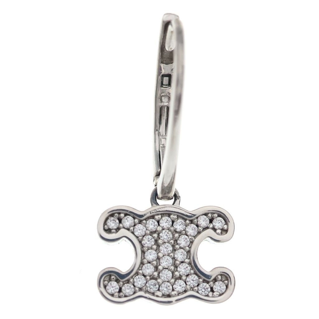 Celine Triomphe Rhinestone Earrings Silver