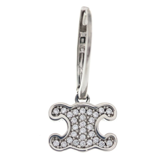 Celine Triomphe Rhinestone Earrings Silver