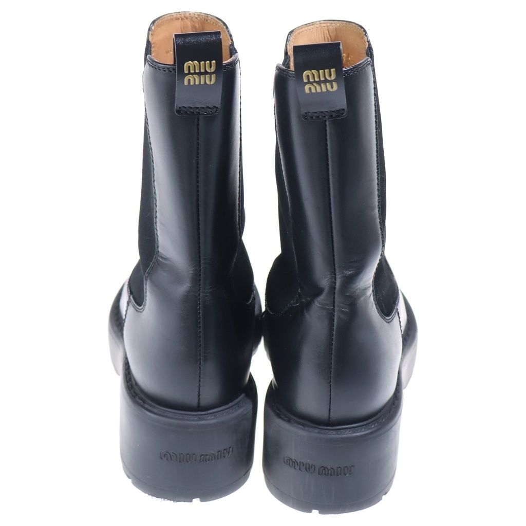 Miu Miu Leather Side Gore Boots Black — view 3
