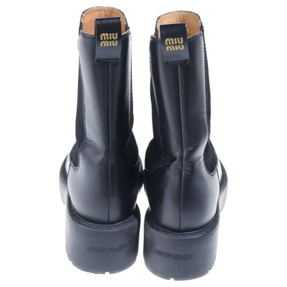 Miu Miu Leather Side Gore Boots Black — view 3