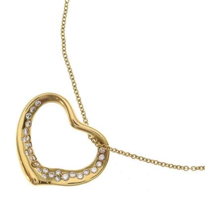 Tiffany & Co Open Heart Diamond Pendant Chain Gold