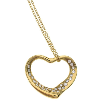 Tiffany & Co Open Heart Diamond Pendant Chain Gold — view 3