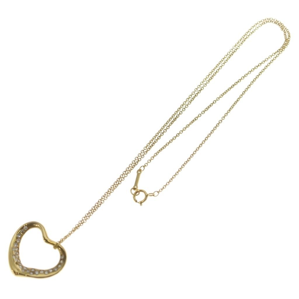 Tiffany & Co Open Heart Diamond Pendant Chain Gold — view 2