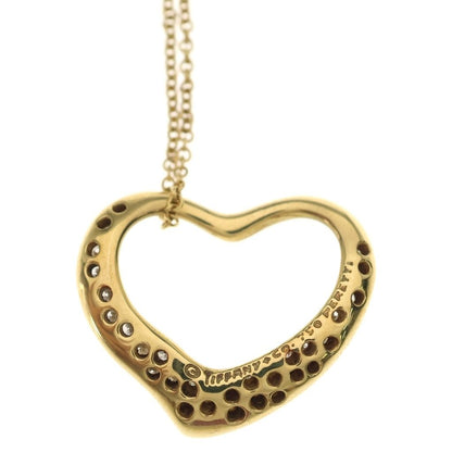 Tiffany & Co Open Heart Diamond Pendant Chain Gold — view 5
