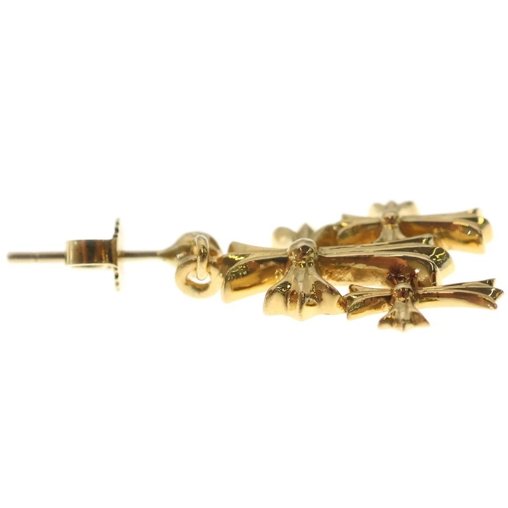 Chrome Hearts 22k 3 CH Cross Drop Triple Earrings Gold — view 4