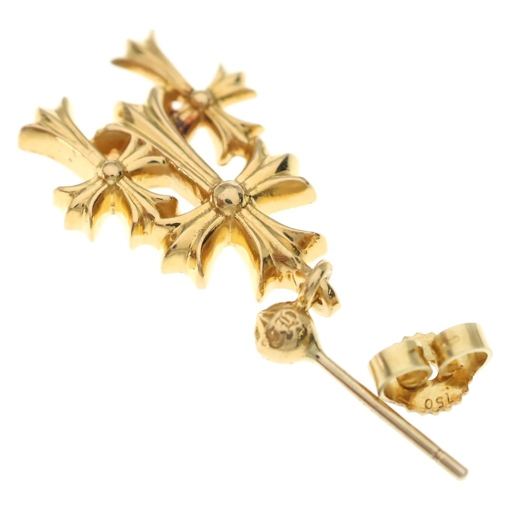 Chrome Hearts 22k 3 CH Cross Drop Triple Earrings Gold — view 5
