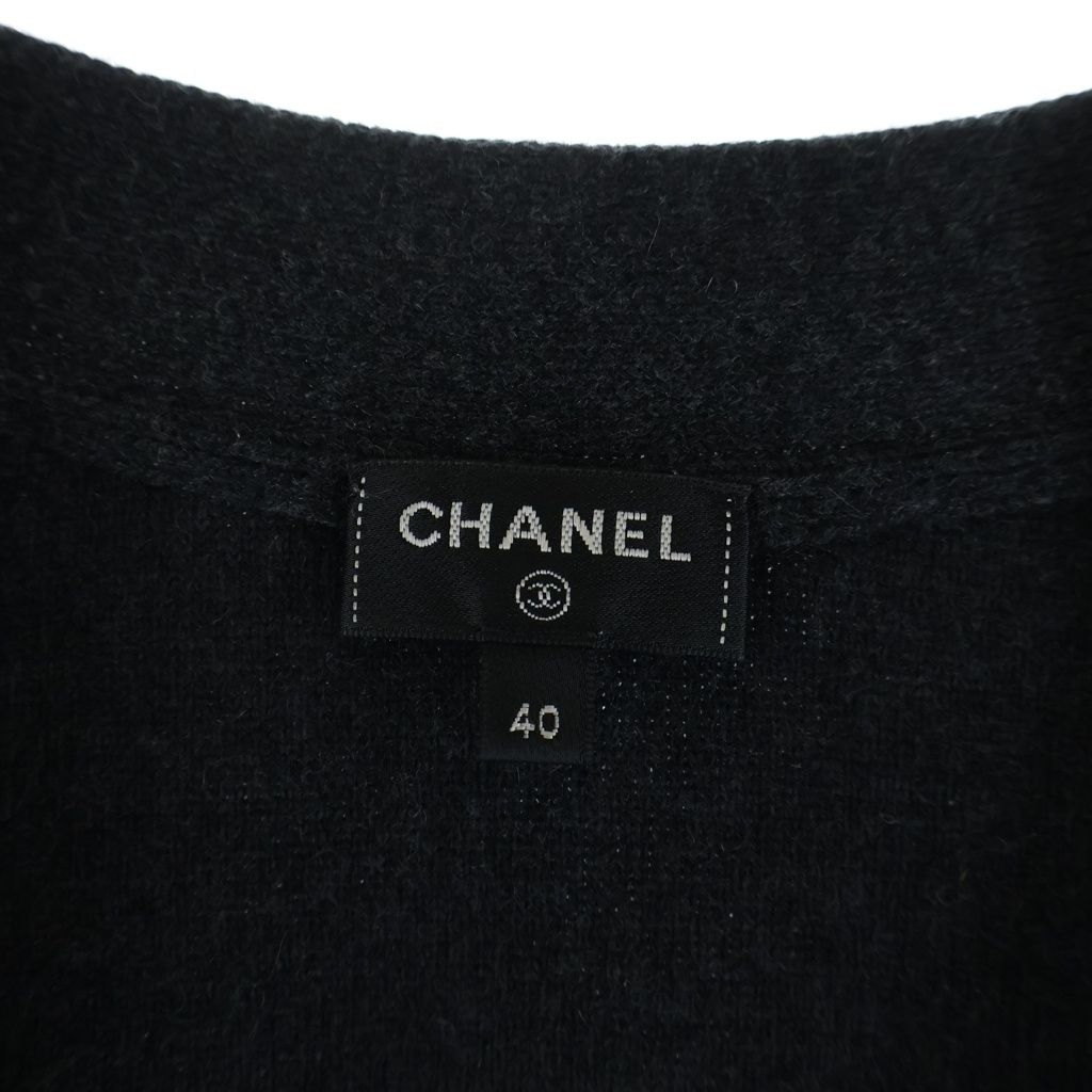 Chanel Coco Button Cardigan Black Cashmere 40 — view 6