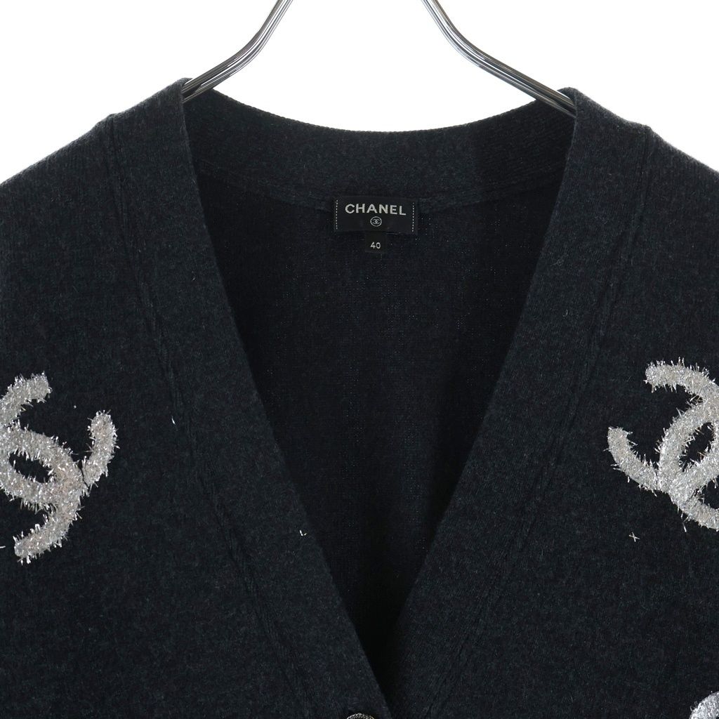 Chanel Coco Button Cardigan Black Cashmere 40 — view 3