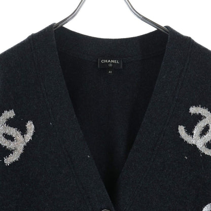 Chanel Coco Button Cardigan Black Cashmere 40 — view 3