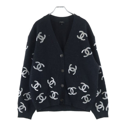 Chanel Coco Button Cardigan Black Cashmere 40