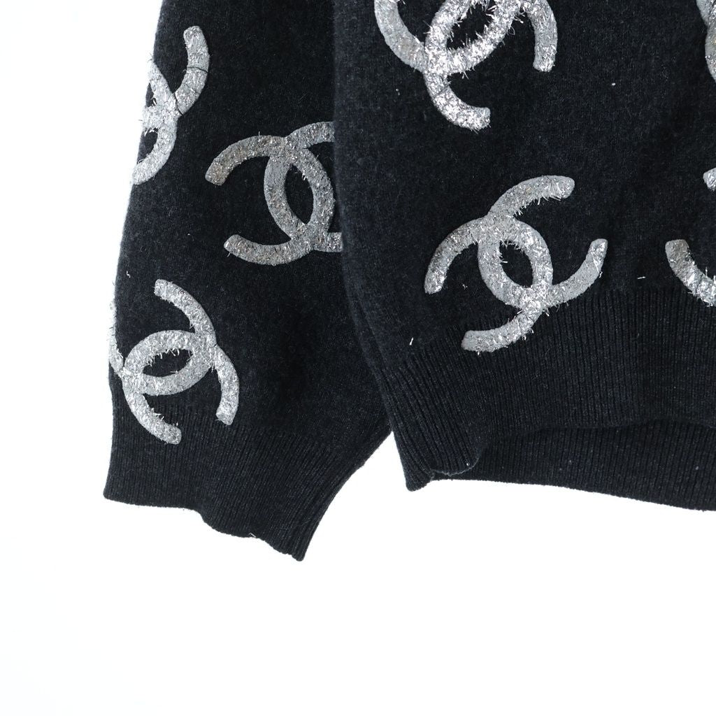 Chanel Coco Button Cardigan Black Cashmere 40 — view 5