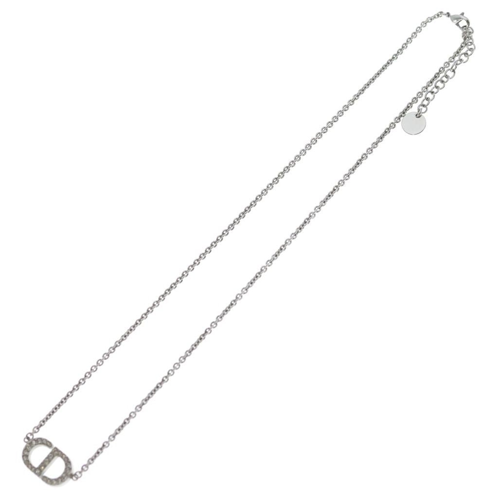 Dior Petit CD Logo Rhinestone Pendant Chain Silver — view 2