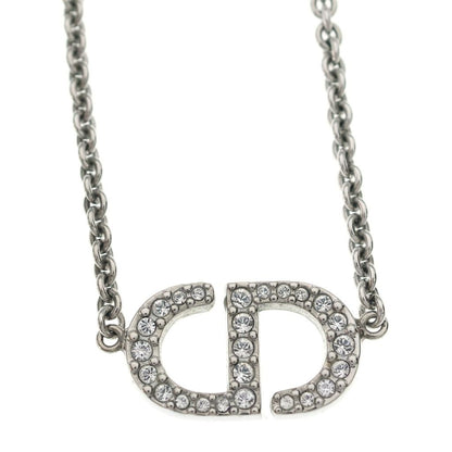 Dior Petit CD Logo Rhinestone Pendant Chain Silver — view 3