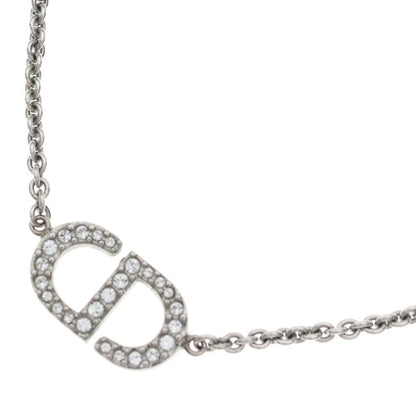 Dior Petit CD Logo Rhinestone Pendant Chain Silver