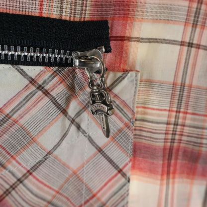Chrome Hearts Large BS Flare Leather Patch Plaid Check Sleeve Shirt — view 6