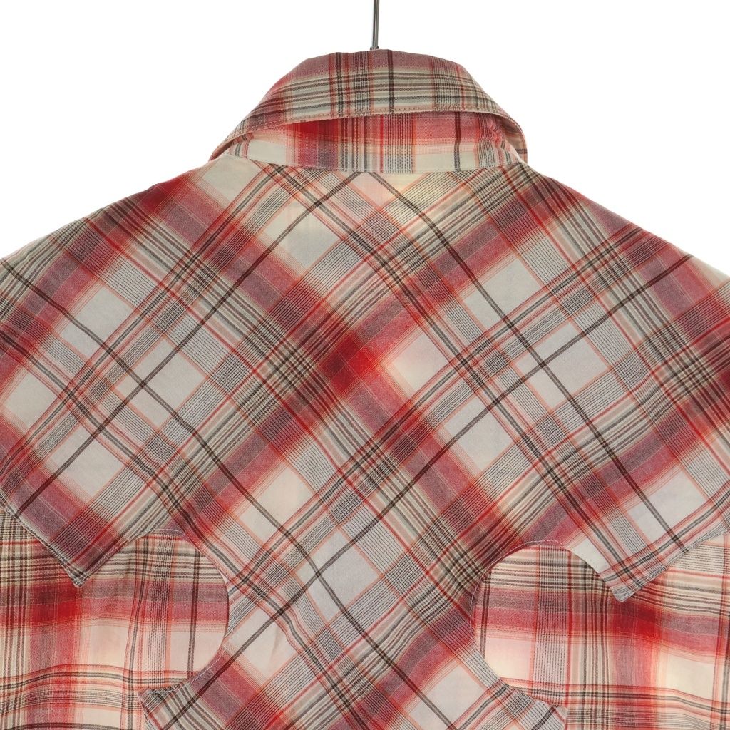 Chrome Hearts Large BS Flare Leather Patch Plaid Check Sleeve Shirt — view 4