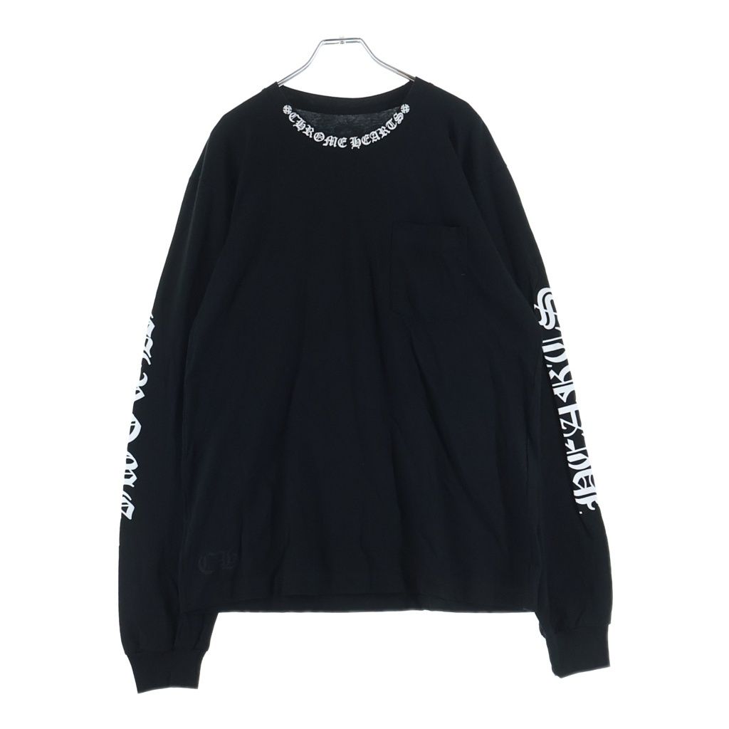 Chrome Hearts CH LS Neck Logo Print Sleeve Long T-Shirt Top Black