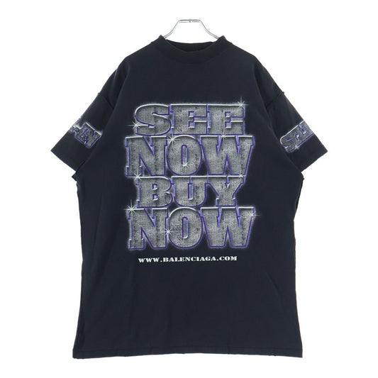 Balenciaga See Now Buy Now Tee Distressed Print Crew Neck Short Sleeve T-Shirt