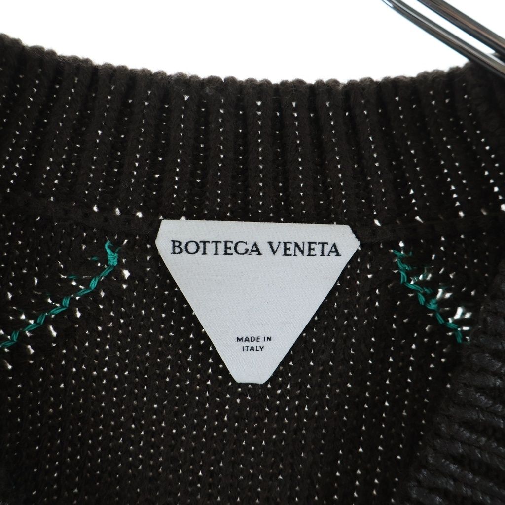 Bottega Veneta Agyle V-neck Mohair Blend Knit Sweater Green Brown — view 7