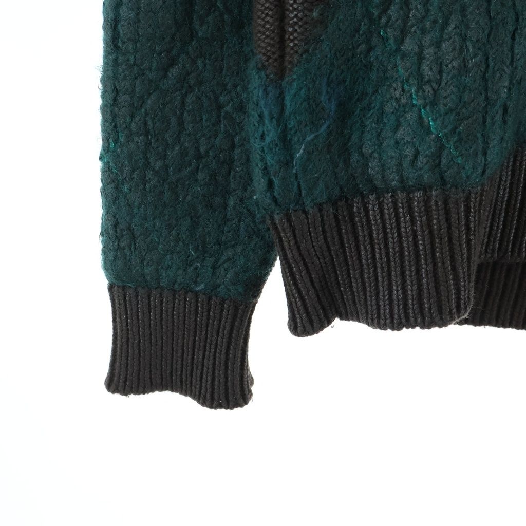 Bottega Veneta Agyle V-neck Mohair Blend Knit Sweater Green Brown — view 5