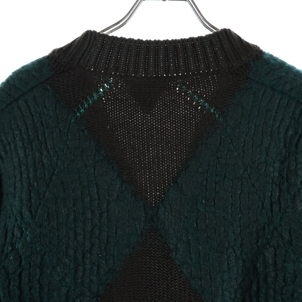 Bottega Veneta Agyle V-neck Mohair Blend Knit Sweater Green Brown — view 4