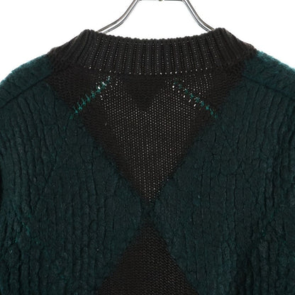 Bottega Veneta Agyle V-neck Mohair Blend Knit Sweater Green Brown — view 4