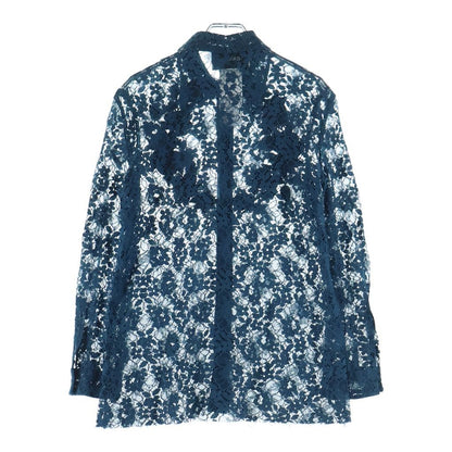 Gucci Floral Shirt Embroidery Lace Long Sleeve Navy — view 2