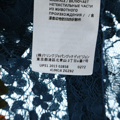 Gucci Floral Shirt Embroidery Lace Long Sleeve Navy — view 8