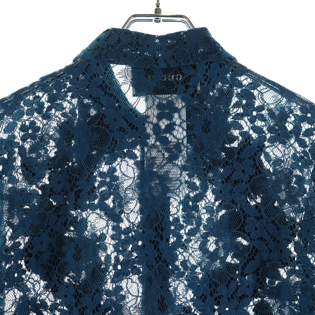 Gucci Floral Shirt Embroidery Lace Long Sleeve Navy — view 4
