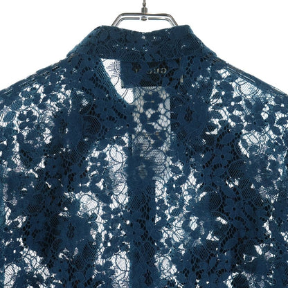Gucci Floral Shirt Embroidery Lace Long Sleeve Navy — view 4