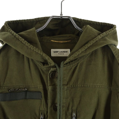 Saint Laurent Paris Hooded Jacket Mini Dress Half Button Military Hoodie — view 3