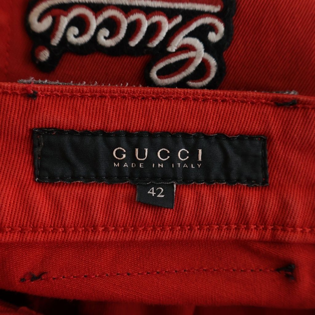 Gucci Denim Pants Leather Patch Logo Embroidery Stretch — view 7
